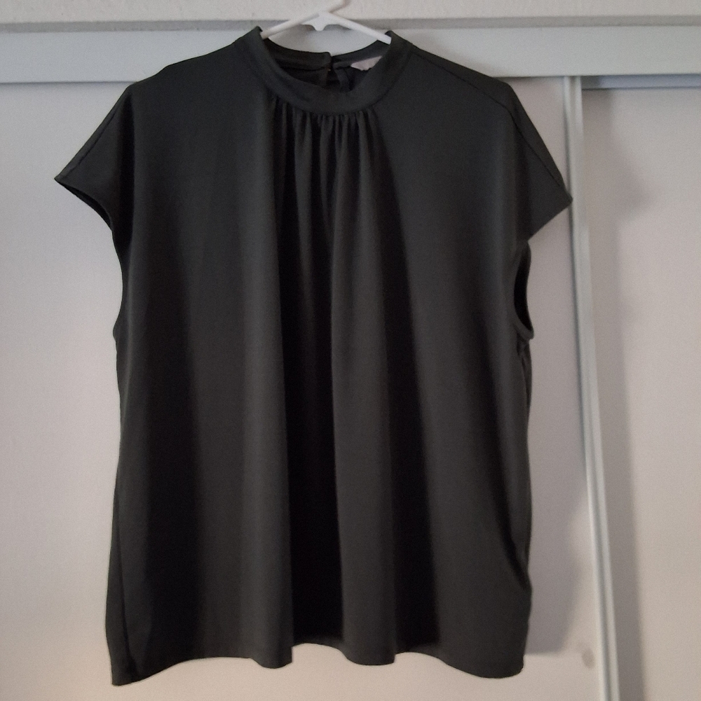 H&M Dark Green High-neck Top Blouse Size XL
